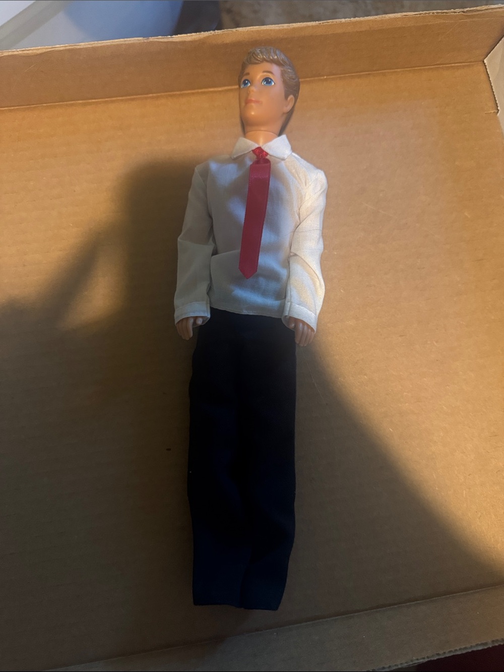 Barbie Ken Male Fashion Doll in White Shirt, Red Tie and Black Pants